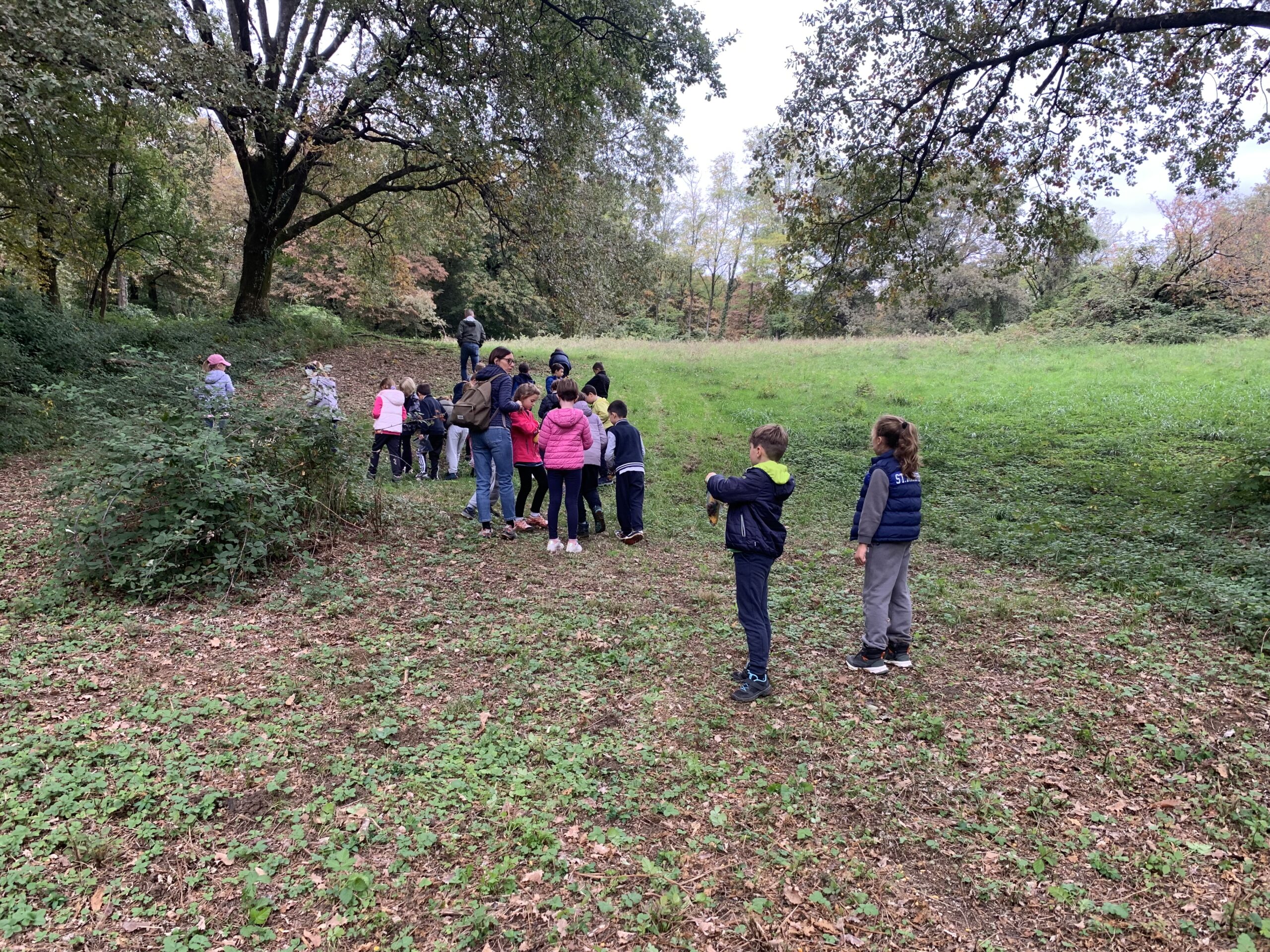 La classe 3° in esplorazione nel bosco dell’Azienda Agricola S. Lucia